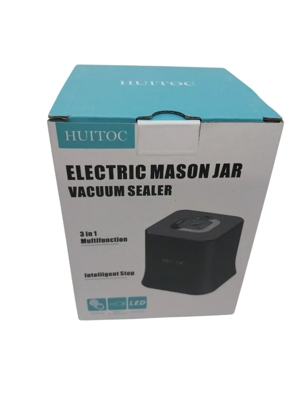 Electric Mason Jar Vacuum Sealer Wide Mouth & Regular Jars 12 Lids Cordless LED